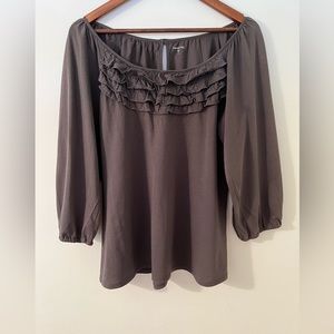 Garnet Hill Ruffle Front Blouse Size S